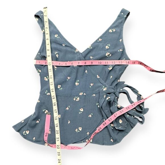SOPHIE RUE for ANTHROPOLGIE Women’s Blue Floral Wrap Peplum Tank Top XS - Picture 5 of 5
